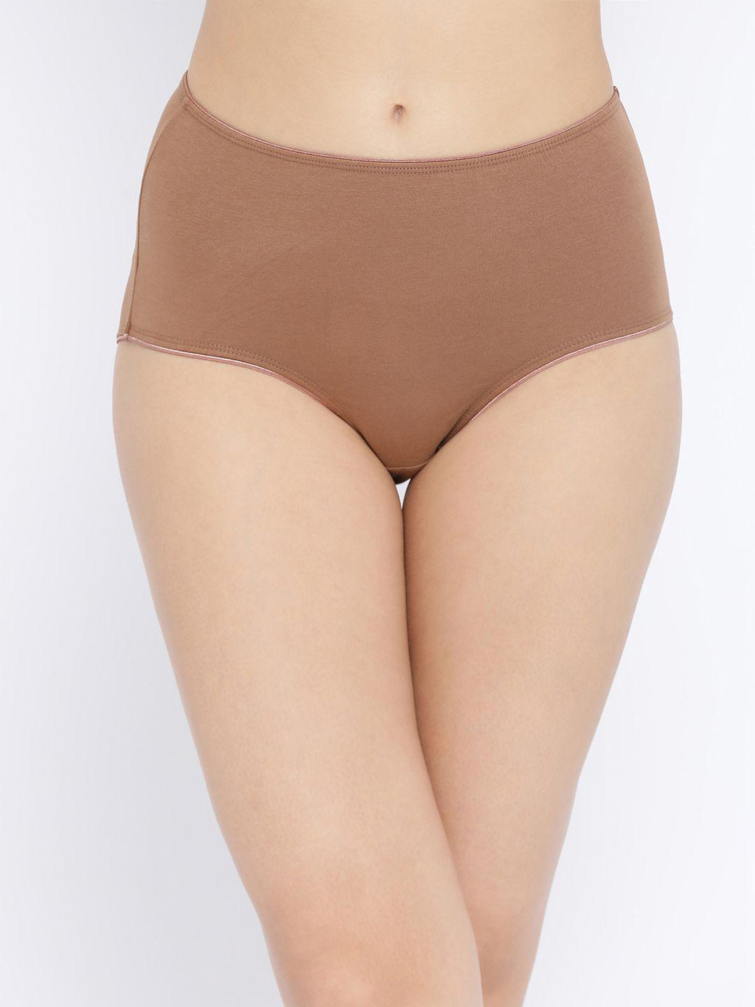 clovia women brown high rise hipster briefs pn2303a24xl