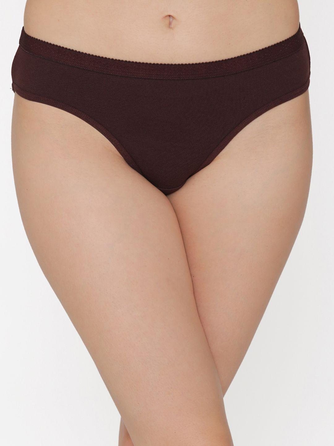 clovia women brown solid low-rise bikini briefs pn3321p06s