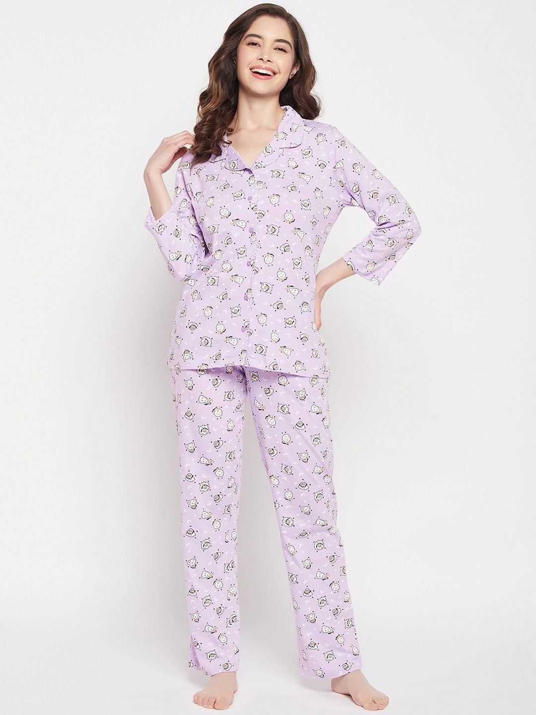 clovia women conversational printed night suit