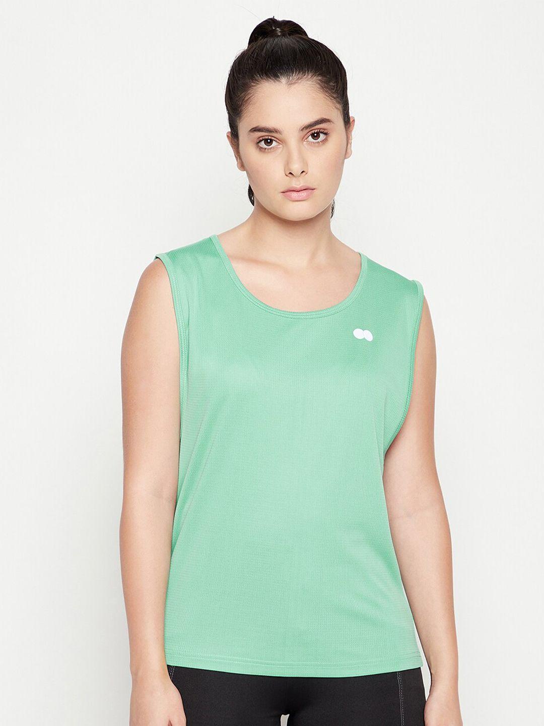 clovia women green slim fit t-shirt