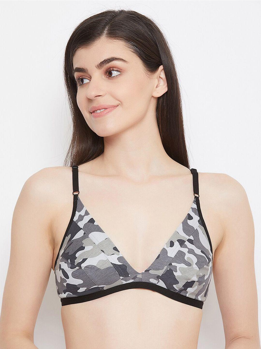 clovia women grey printed bra