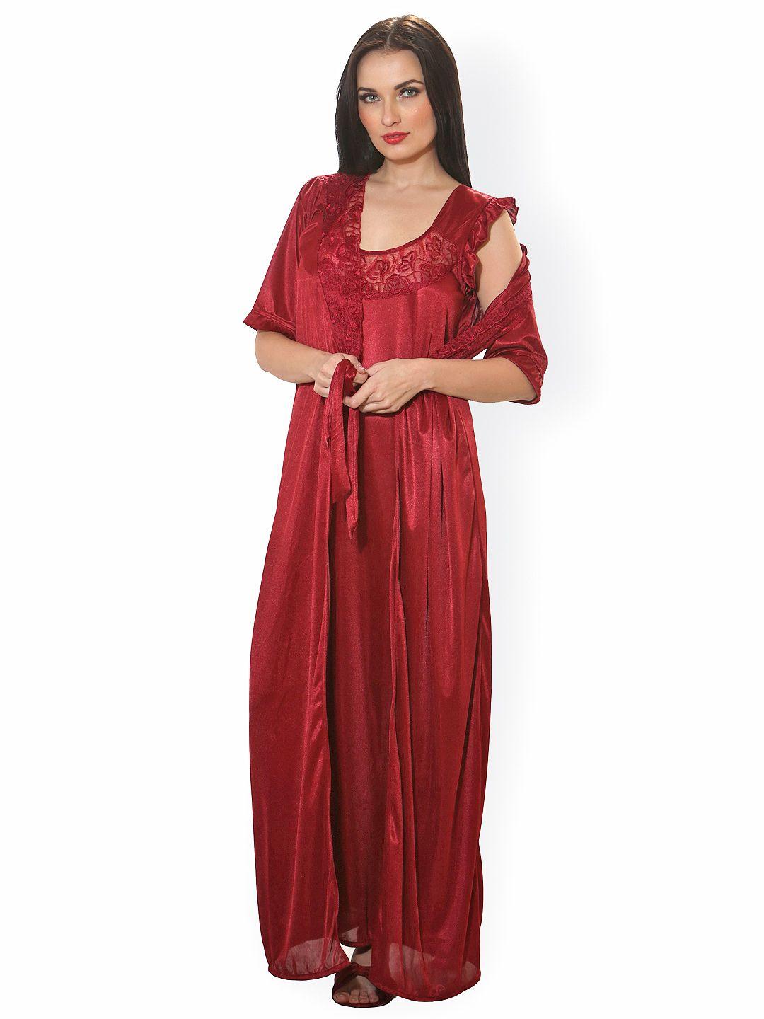 clovia women maroon robe nsm283p99o