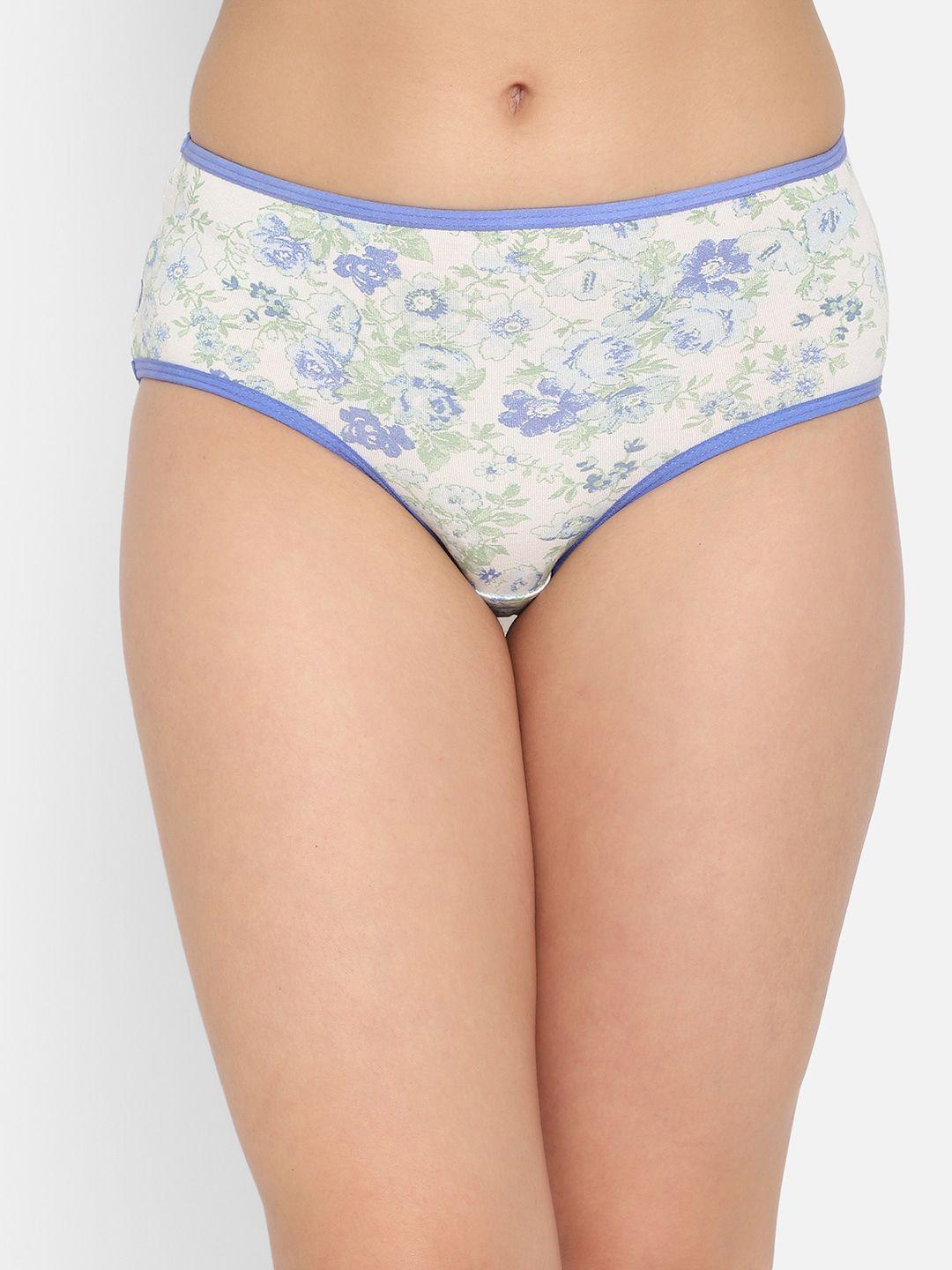 clovia women off-white & blue printed hipster briefs pn3411u19s