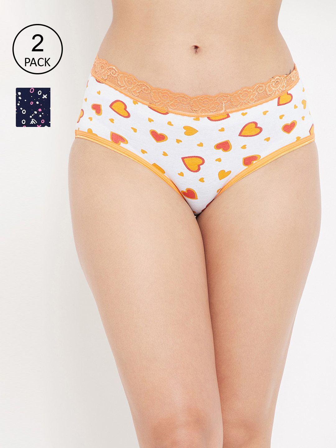 clovia women pack of 2 printed cotton hipster briefs - compn1129s