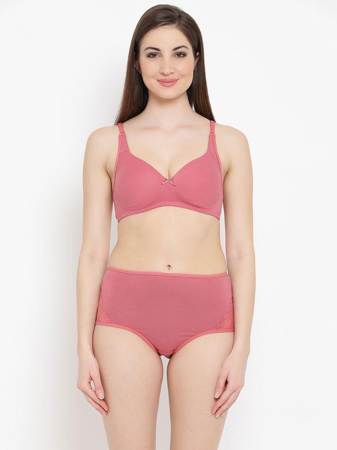 clovia women pink lingerie set combbp07940b