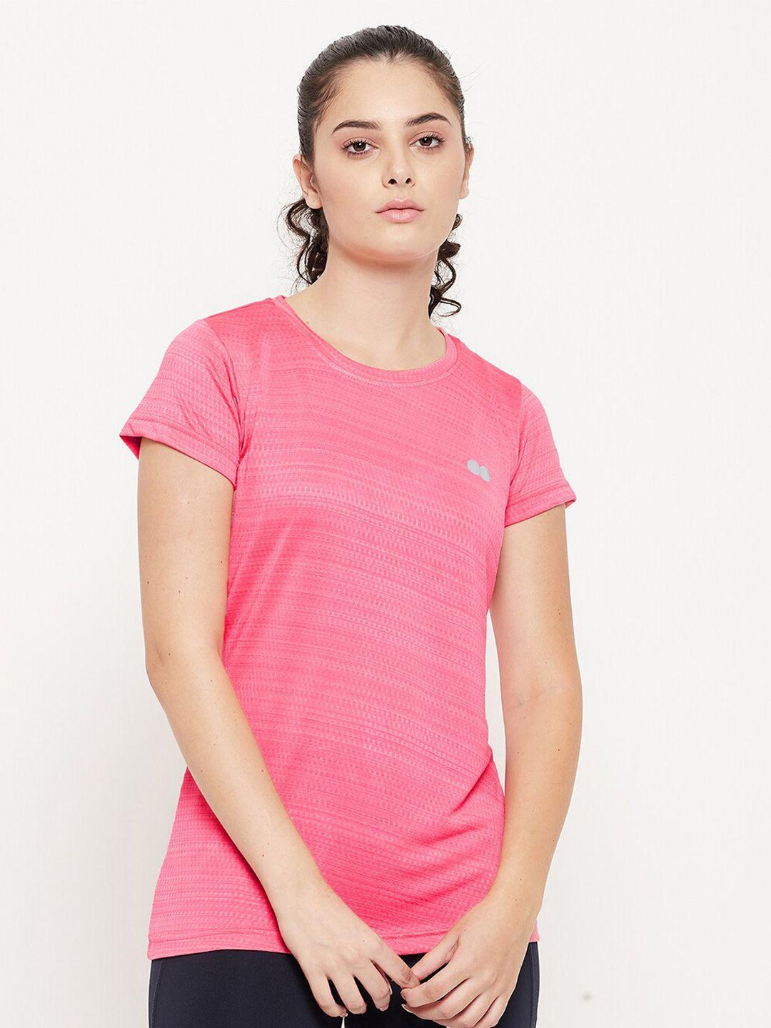 clovia women pink printed slim fit t-shirt