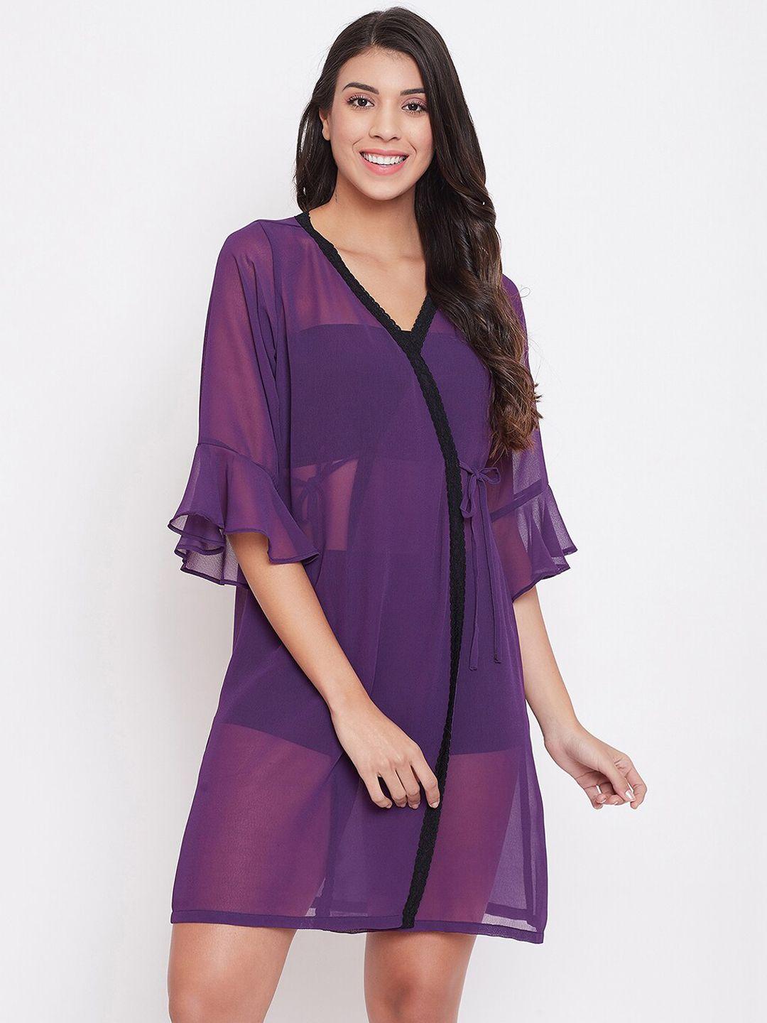 clovia women purple solid robe