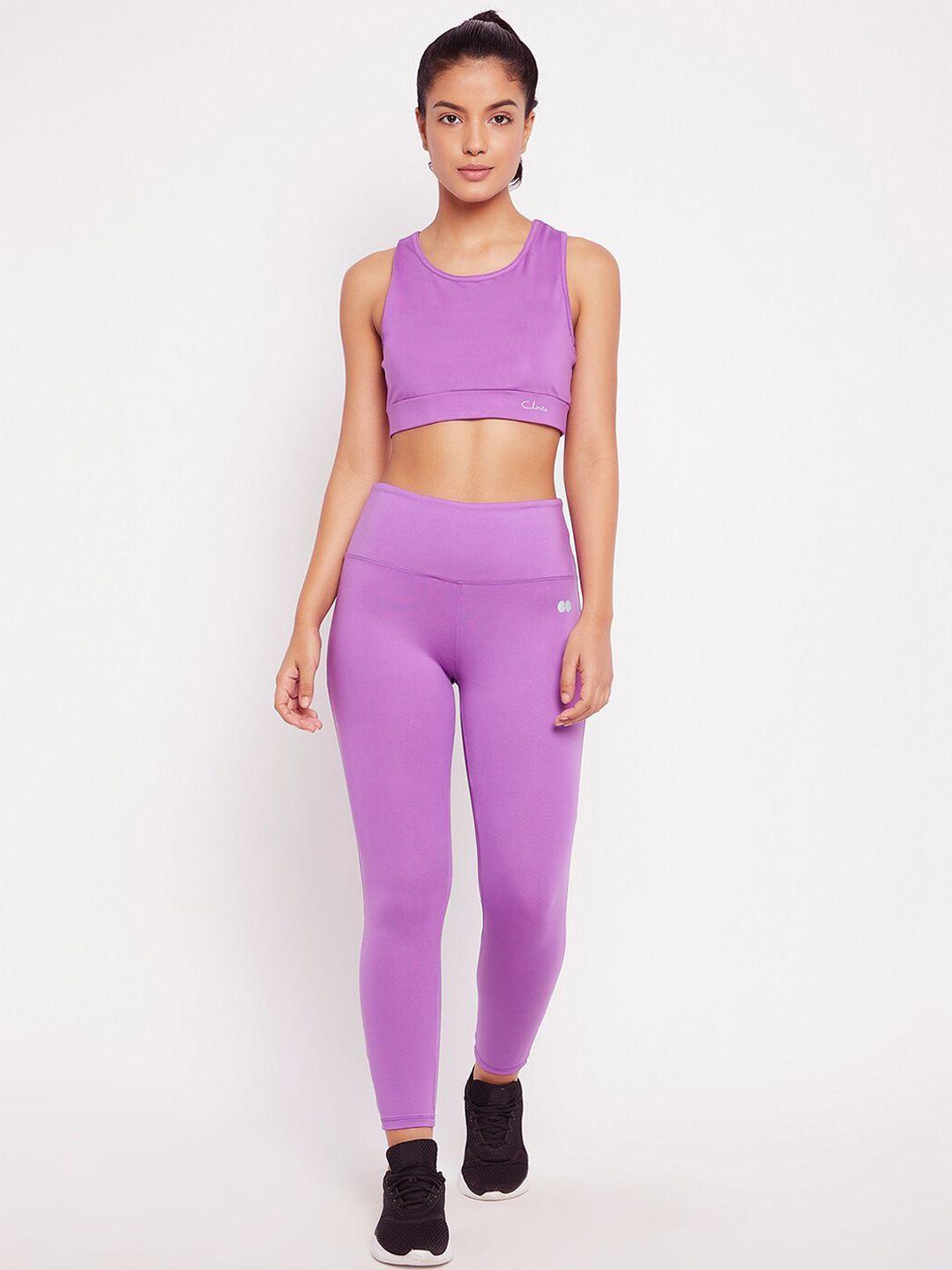 clovia women purple solid tracksuits