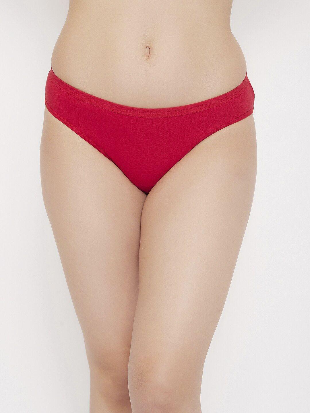 clovia women red solid bikini briefs pn1219a04