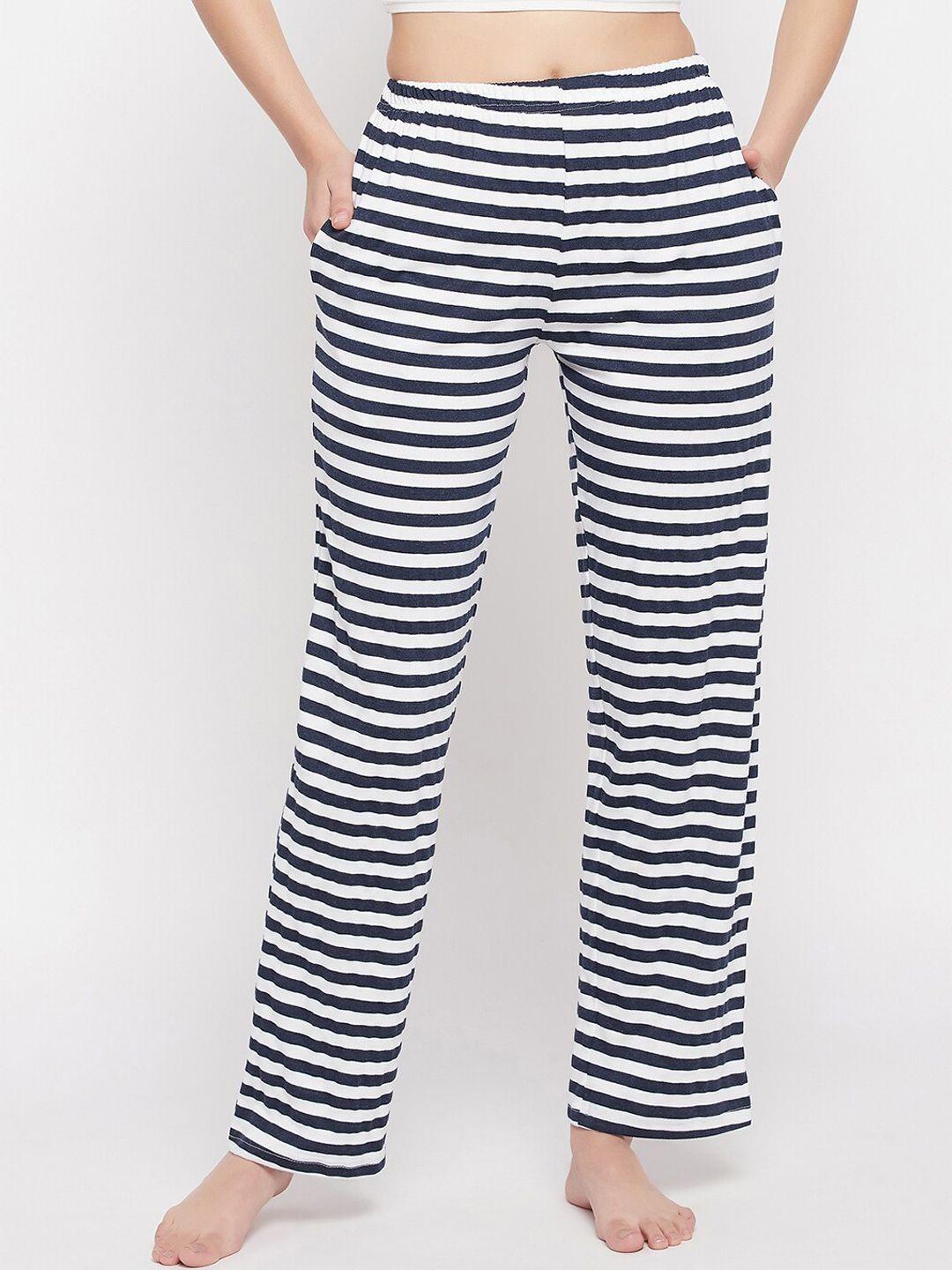 clovia women striped cotton lounge pants