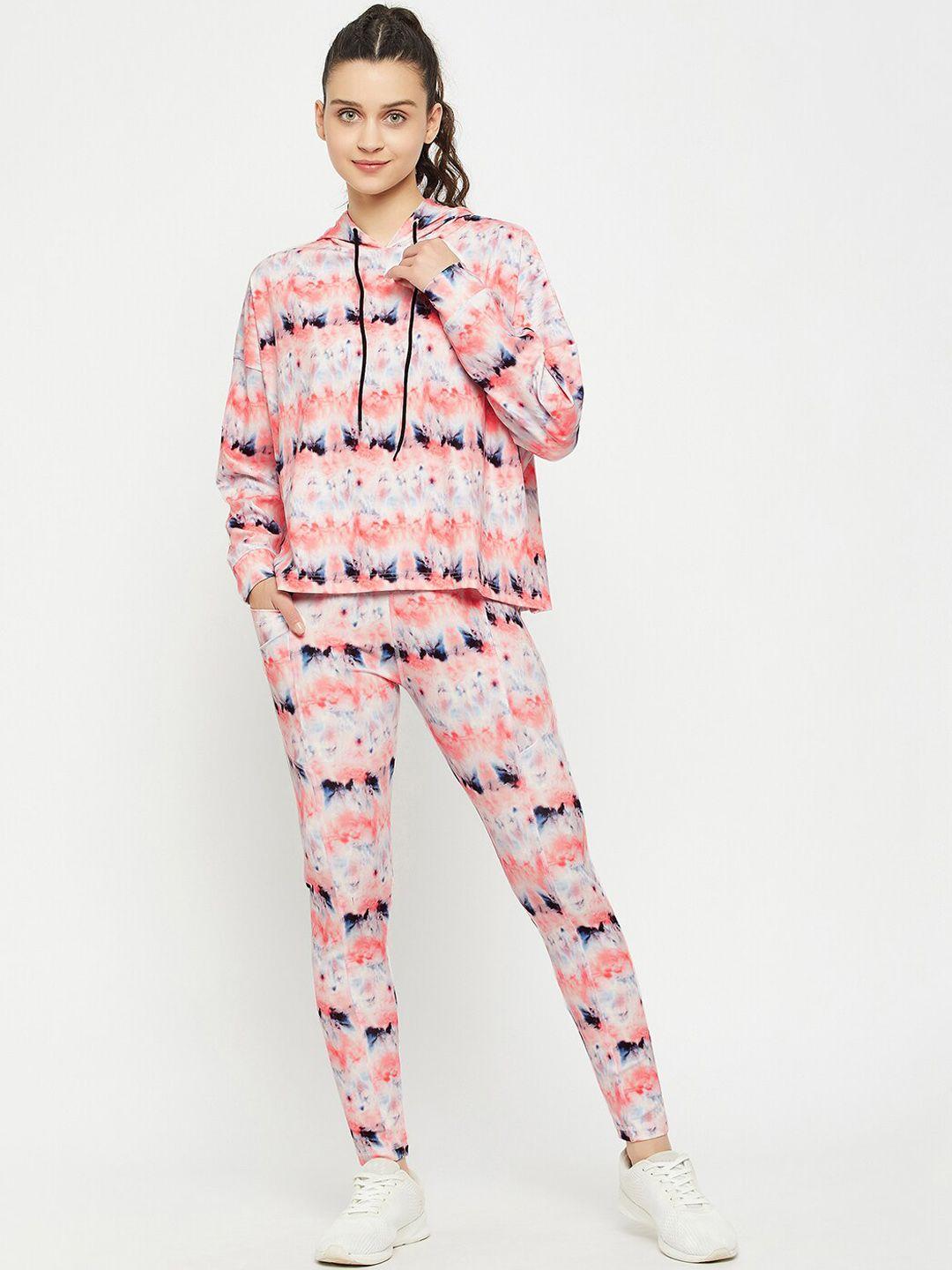 clovia women tie-dye hooded rapid-dry tracksuit