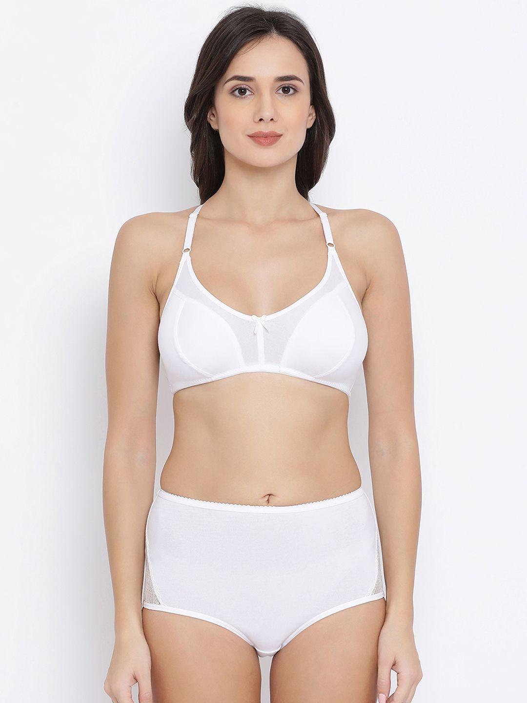 clovia women white solid lingerie set combbp99632b