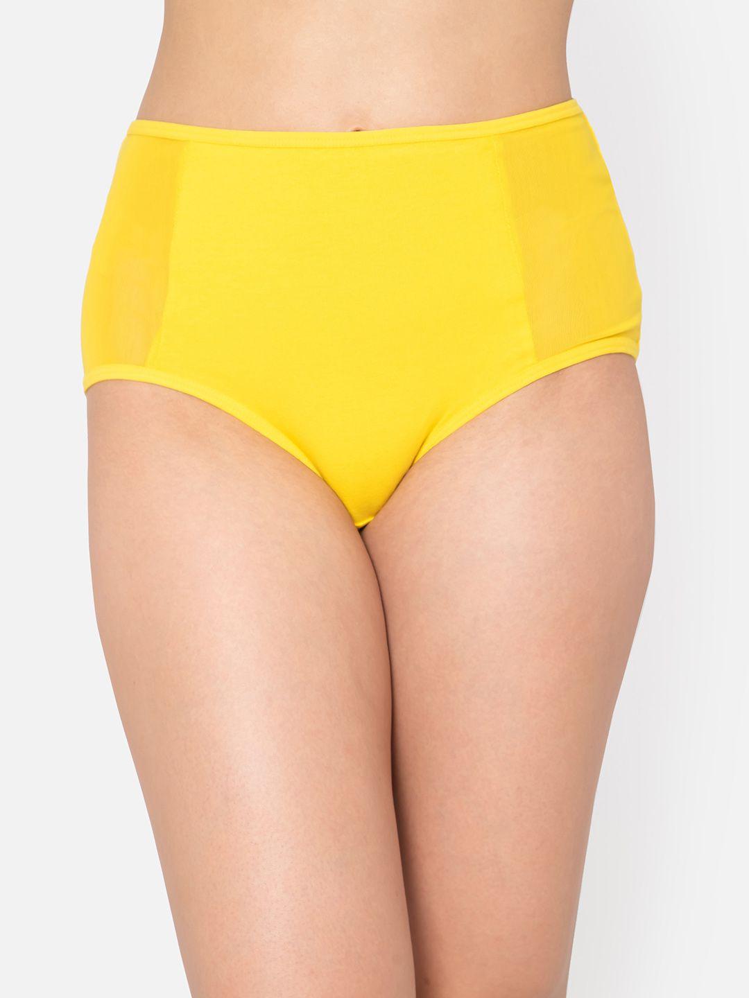 clovia women yellow high waist solid hipster brief pn2385a023xl