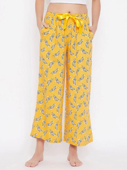 clovia yellow printed pyjamas