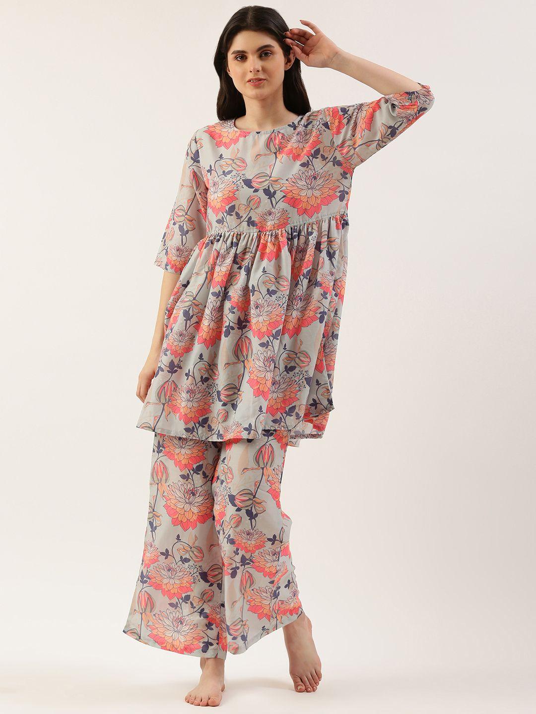 clt s floral printed night suit