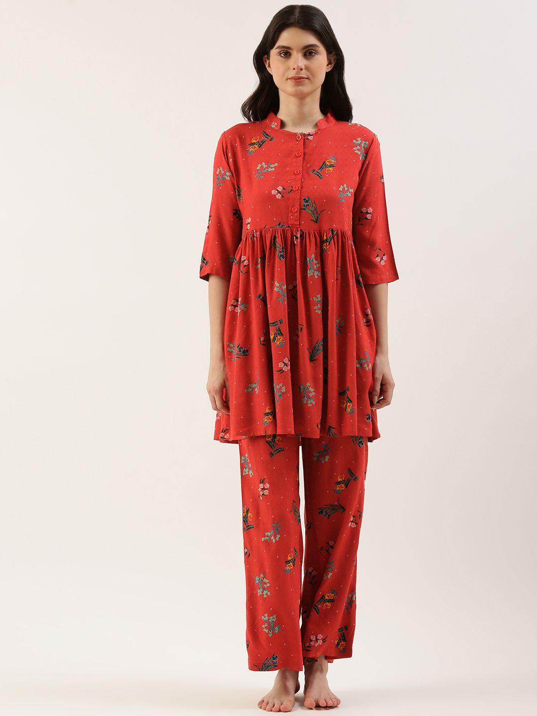 clt s floral printed night suit