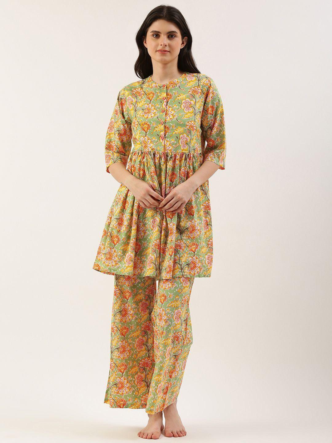 clt s floral printed pure cotton night suit