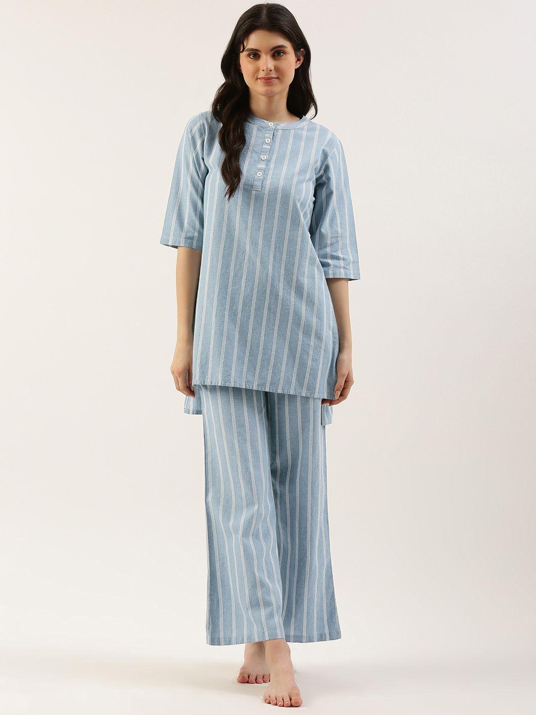 clt s striped pure cotton night suit