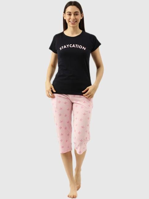 clt.s black graphic print pajama set