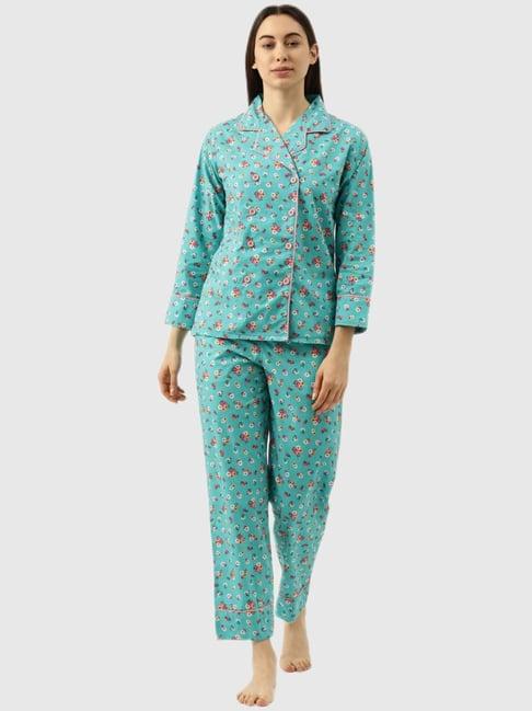 clt.s blue floral print pajama set
