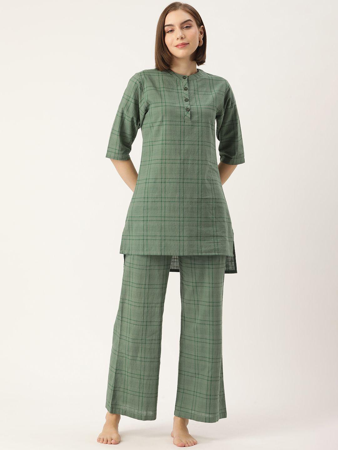 clt.s checked pure cotton night suit