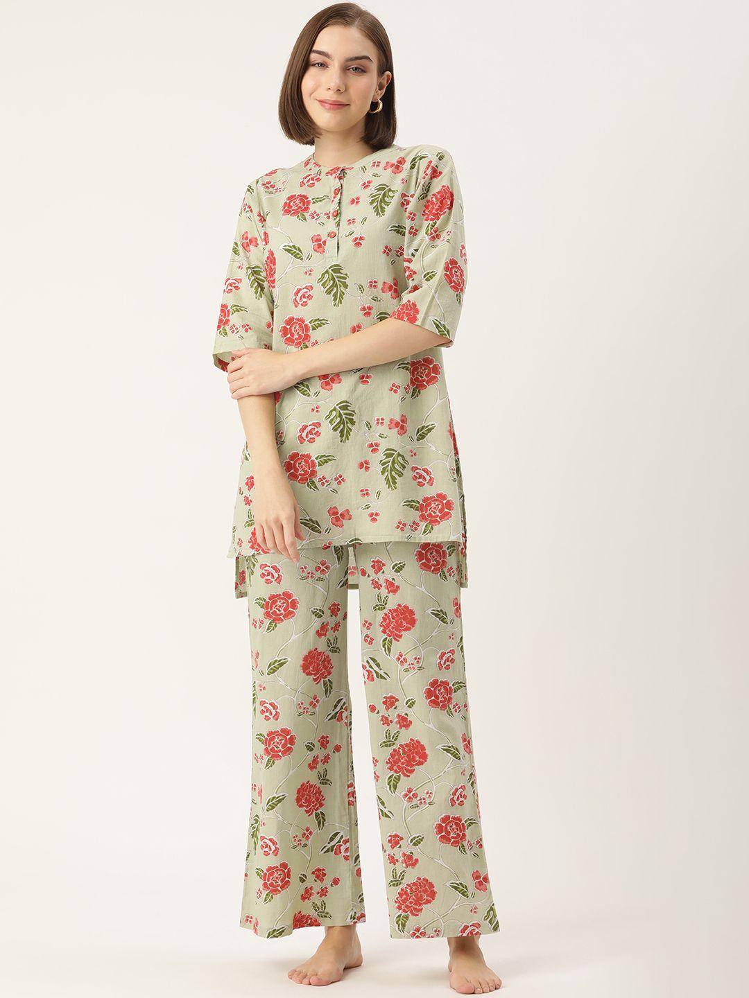 clt.s floral printed pure cotton night suit