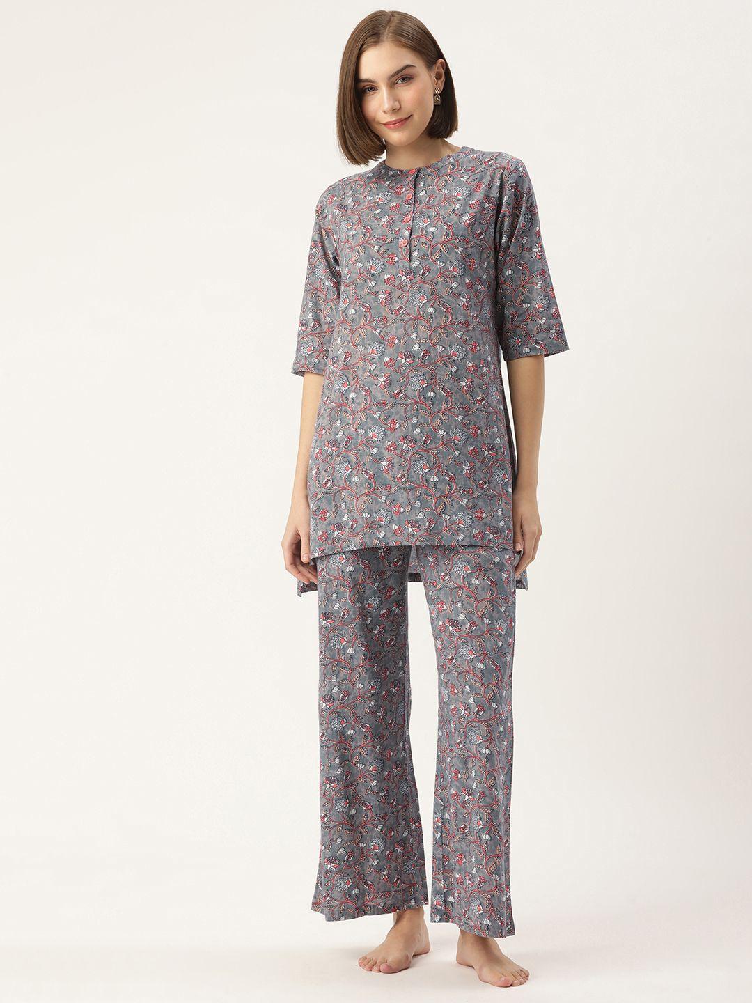 clt.s floral printed pure cotton night suit