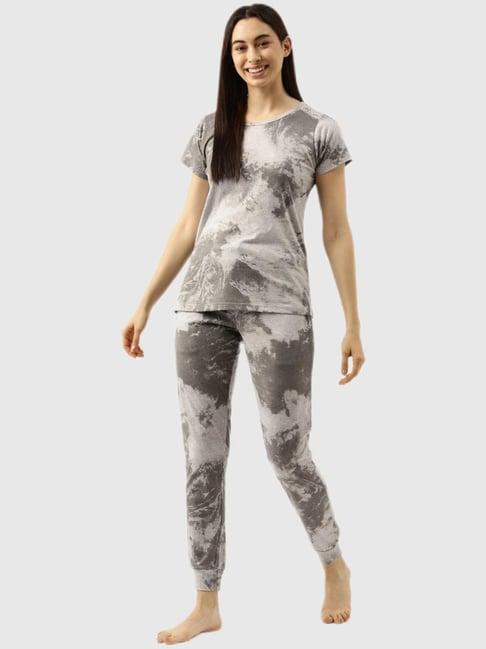 clt.s grey tie dye print pajama set