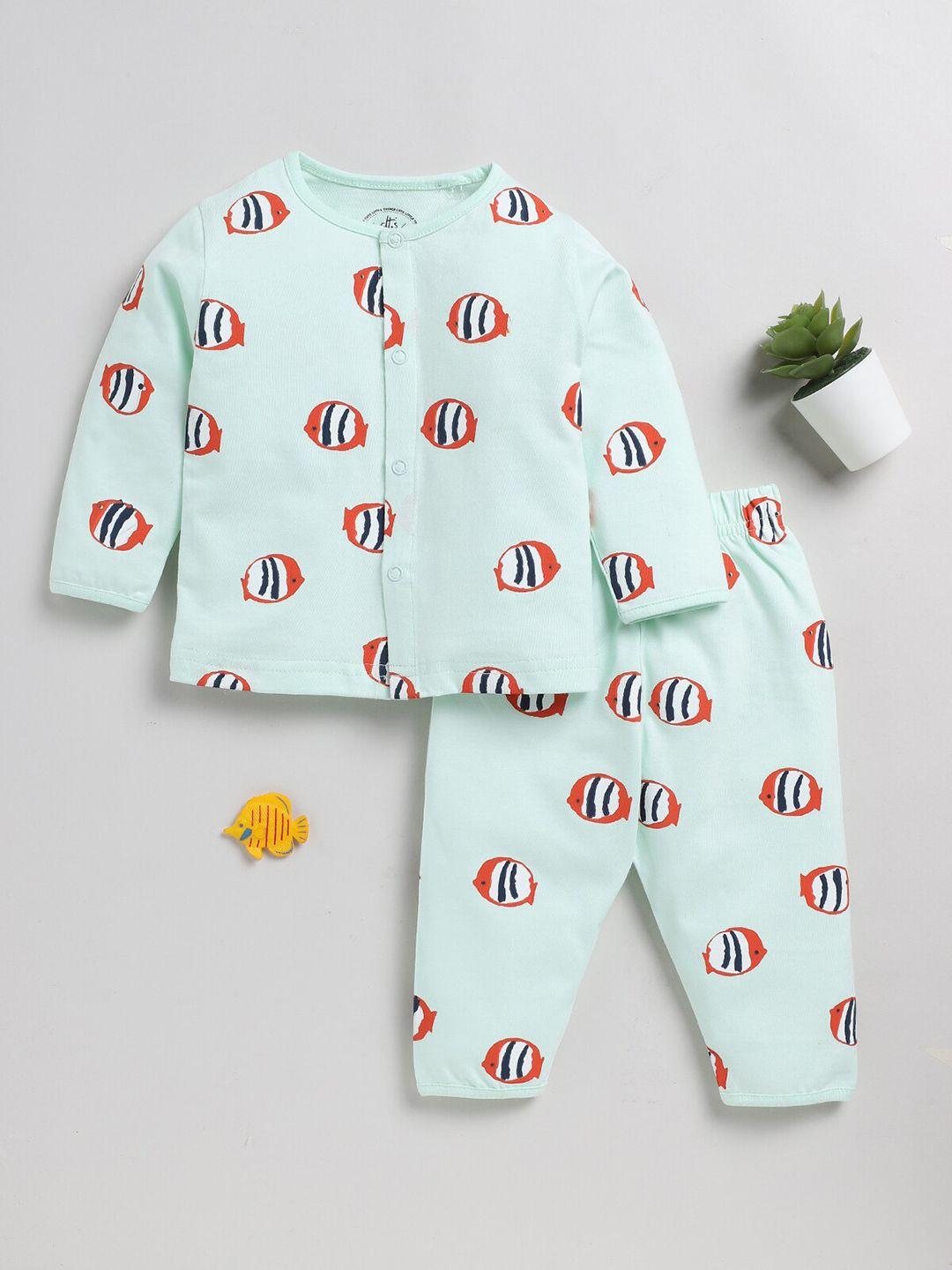 clt.s infant kids conversational printed pure cotton night suit