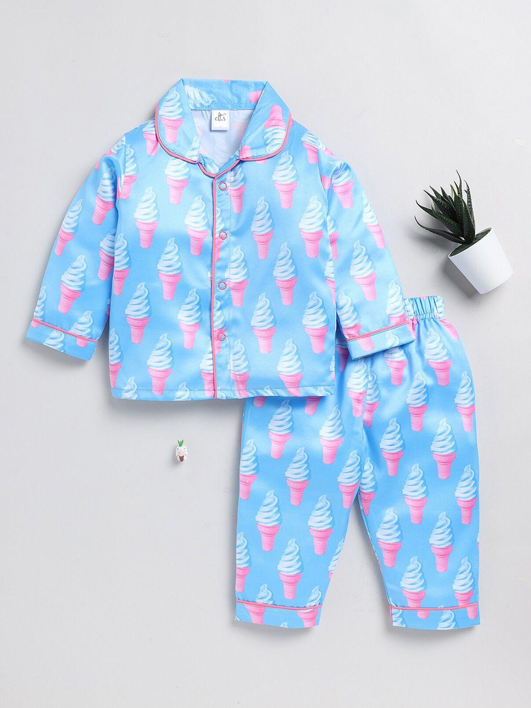 clt.s infants conversational printed satin night suit