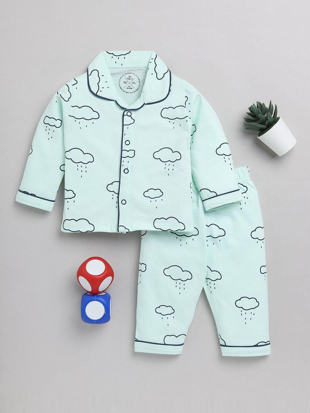 clt.s infants kids conversational printed pure cotton night suit