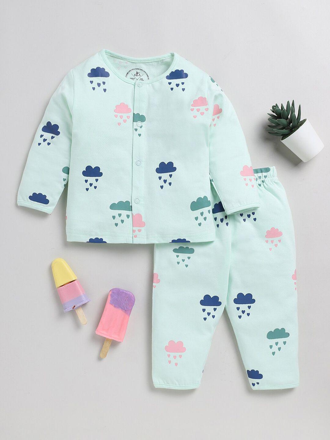 clt.s infants printed cotton shirt and pyjamas night suit