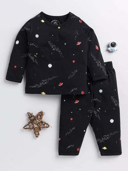 clt.s kids black printed full sleeves t-shirt with pyjamas