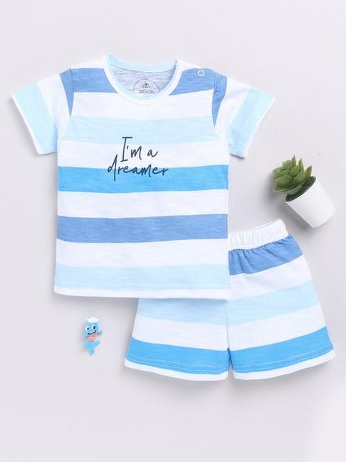 clt.s kids blue & white striped t-shirt with shorts