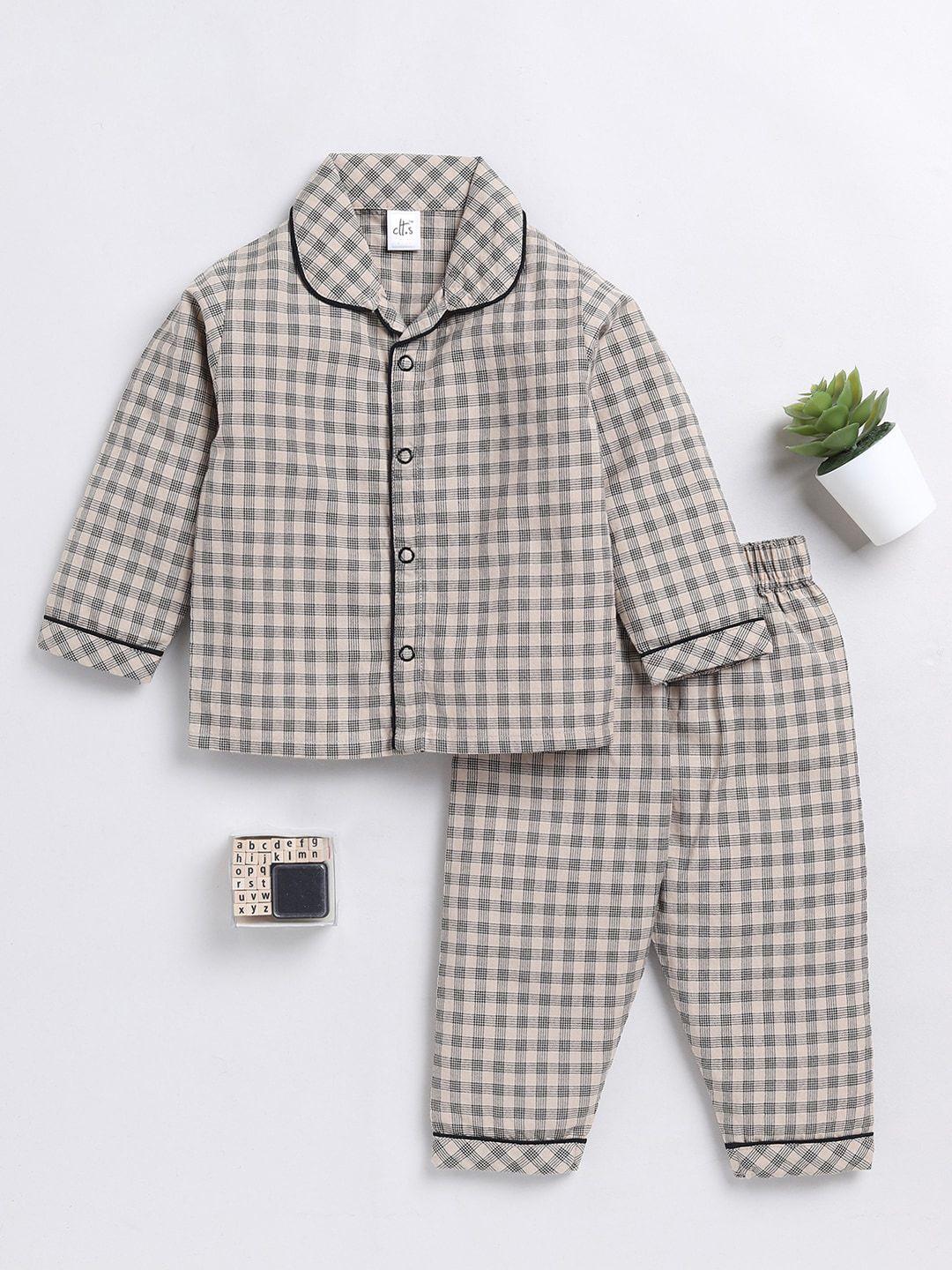 clt.s kids checked pure cotton night suit