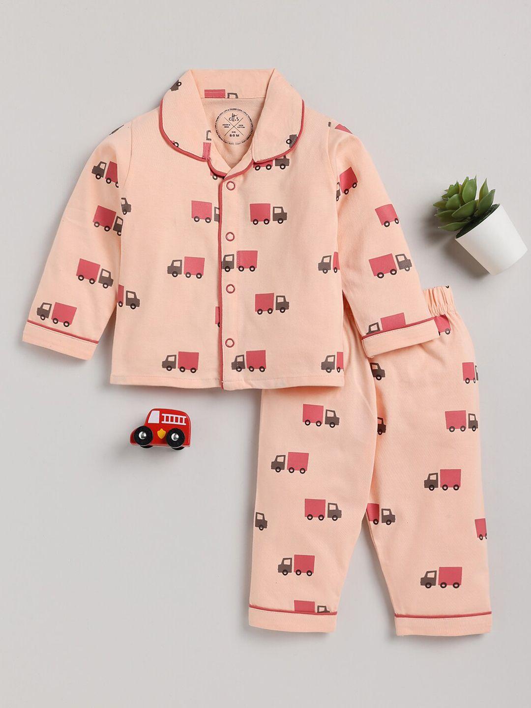 clt.s kids conversational printed pure cotton night suit