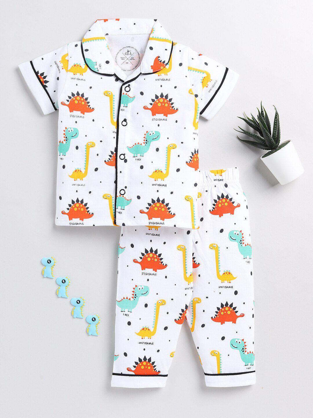 clt.s kids conversational printed pure cotton night suit