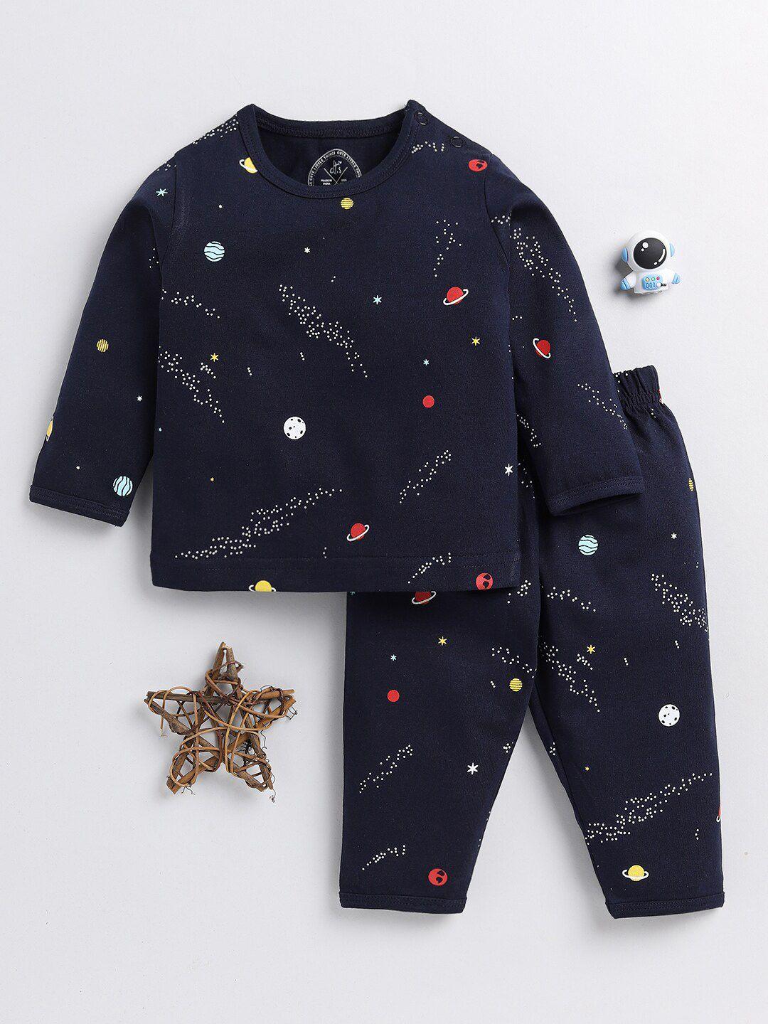 clt.s kids conversational printed pure cotton night suit