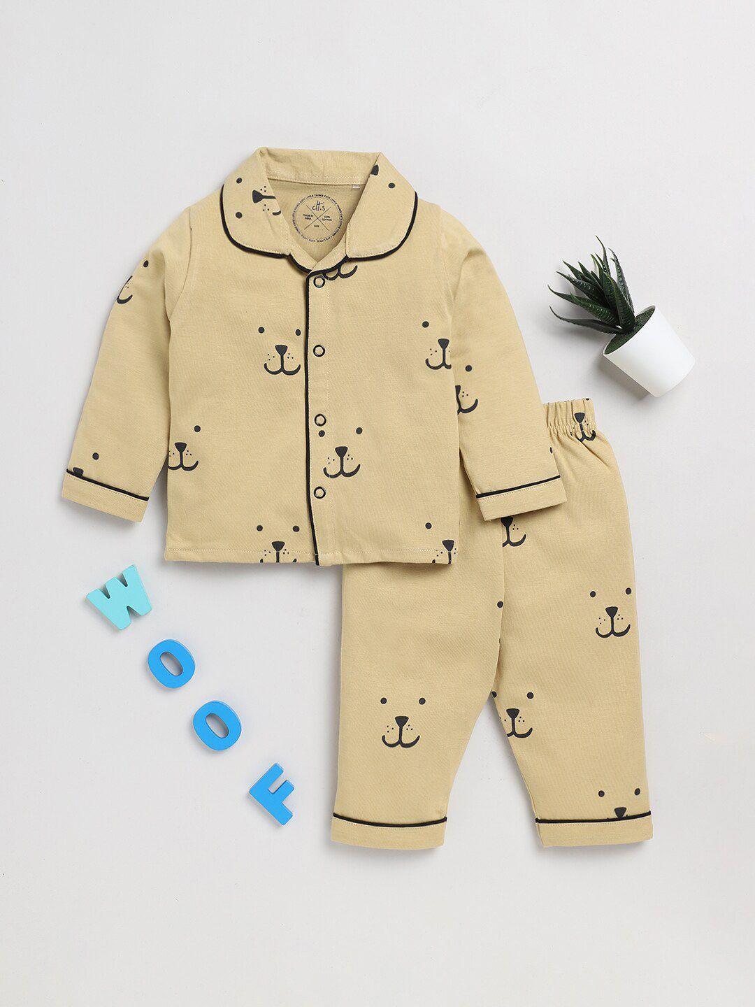 clt.s kids conversational printed pure cotton night suit