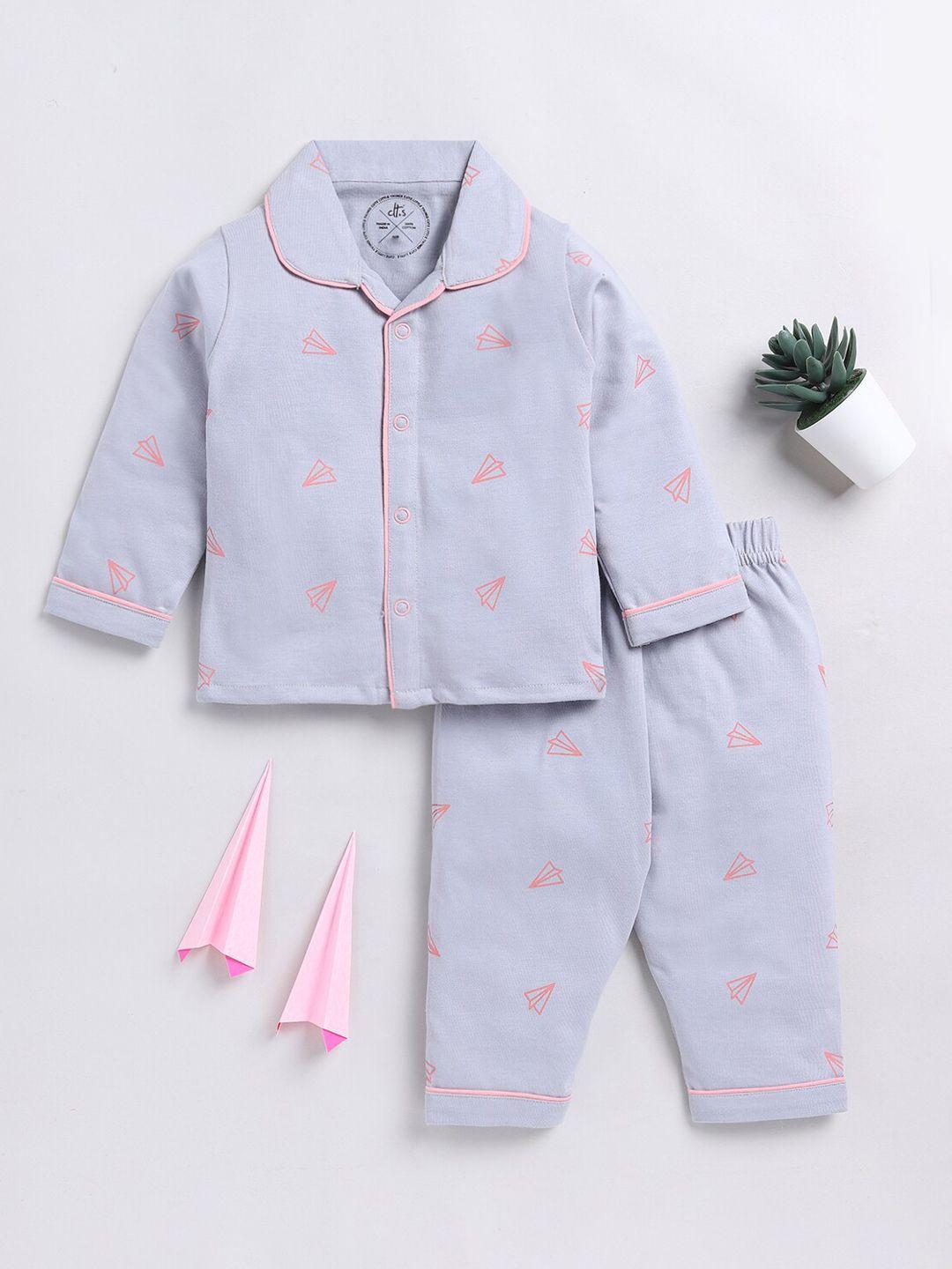 clt.s kids conversational printed pure cotton night suit