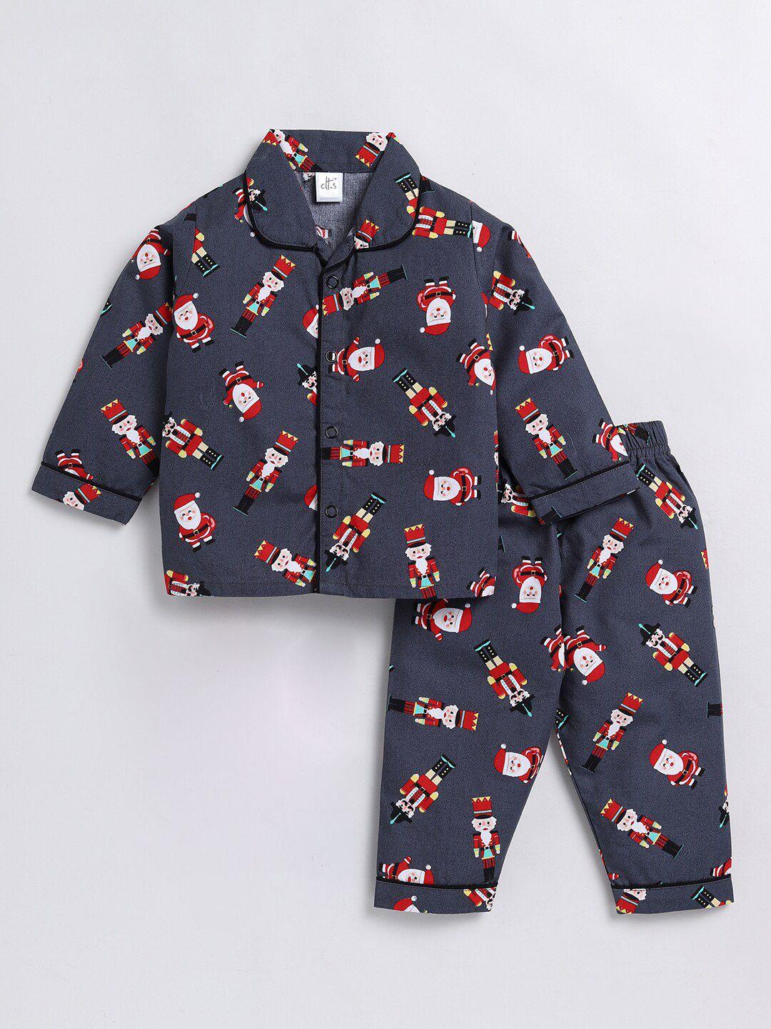 clt.s kids conversational printed pure cotton night suit