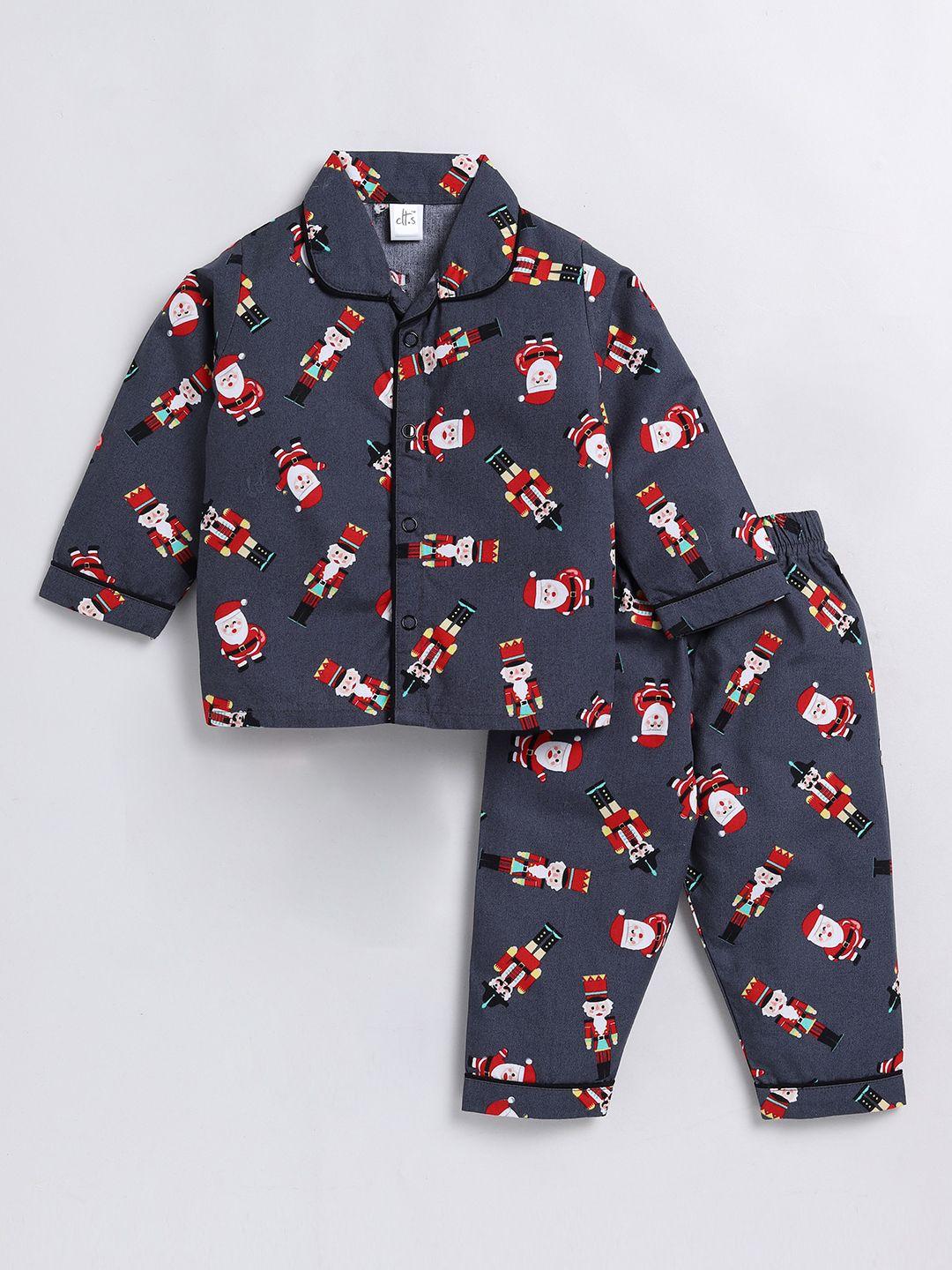 clt.s kids conversational printed pure cotton night suit