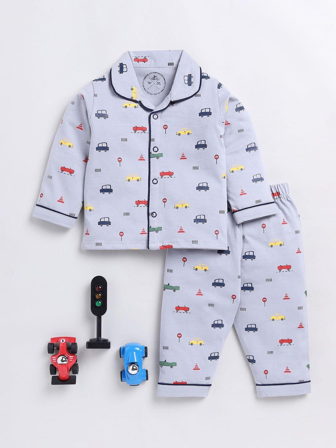 clt.s kids conversational printed pure cotton night suit