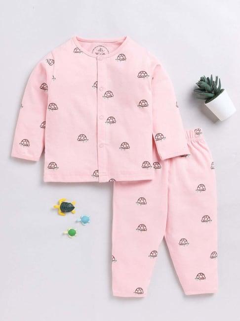 clt.s kids pink cotton printed full sleeves top set