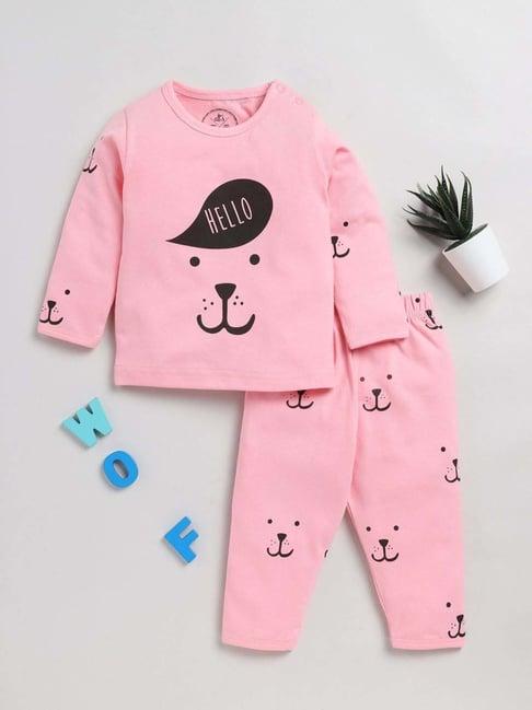 clt.s kids pink cotton printed full sleeves top set