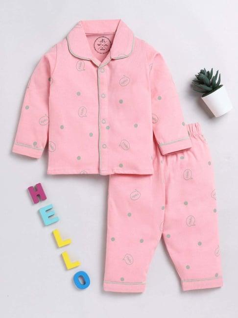 clt.s kids pink cotton printed full sleeves top set