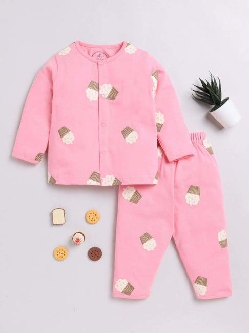 clt.s kids pink cotton printed full sleeves top set