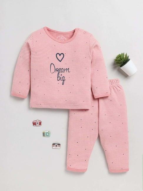 clt.s kids pink cotton printed full sleeves top set