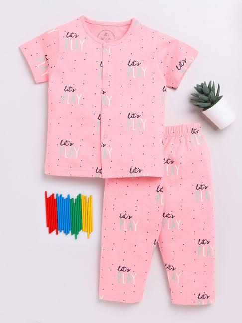 clt.s kids pink printed shirt with pants