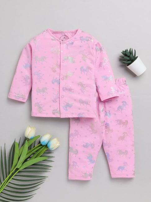 clt.s kids pink printed shirt with pyjamas